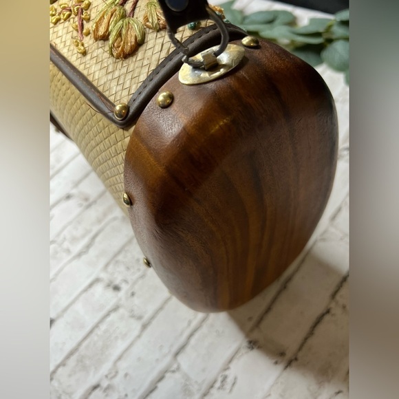 Vintage Hawaiian Monkey Pod Rafia Purse 50’s 60’s - Picture 5 of 12